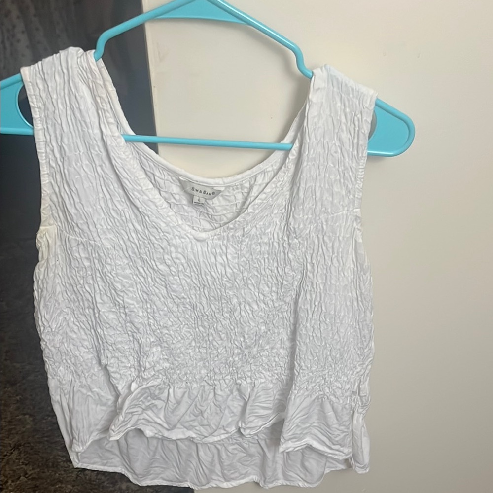 Gray Smocked Crop Tank Top